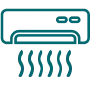 Icon of an air conditioner with air flow lines below the unit.